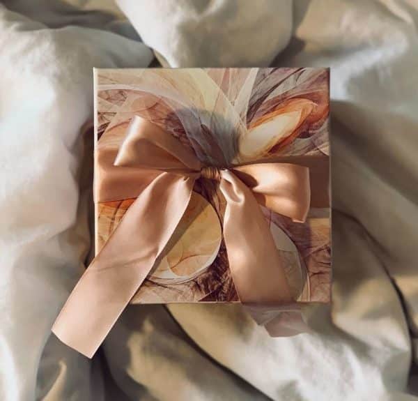 image of gift on a bed