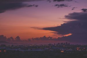 image of a sunset over a city